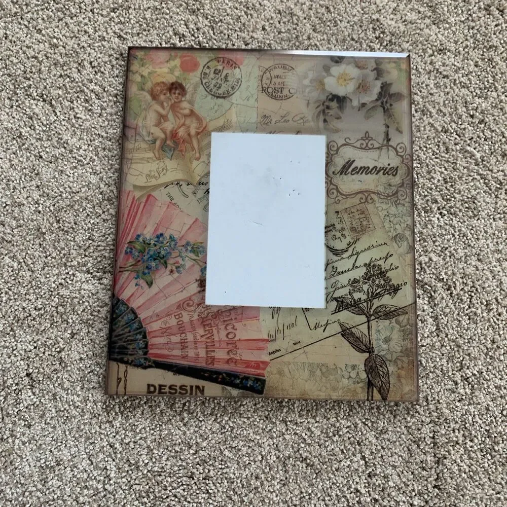 Victorian-Style Cherub French Floral Acrylic Picture Frame